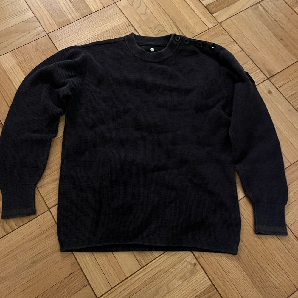 Men's Black Sweater with Button Detail